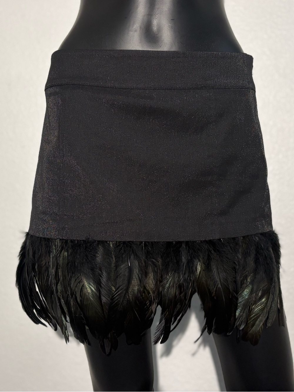Vintage Twelve by Twelve black feather skirt.